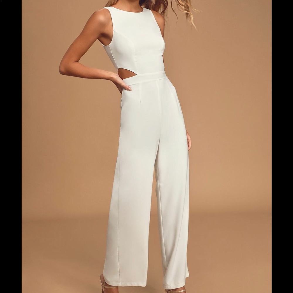 White cutout jumpsuit